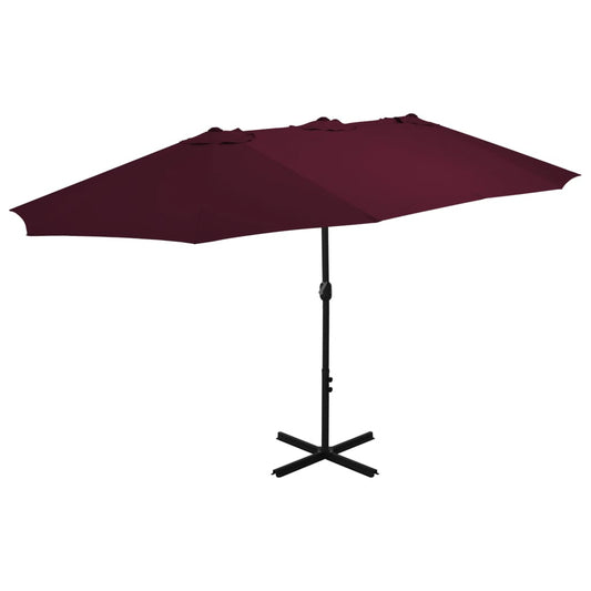 Parasol avec mât en aluminium 460 x 270 cm Rouge Bordeaux