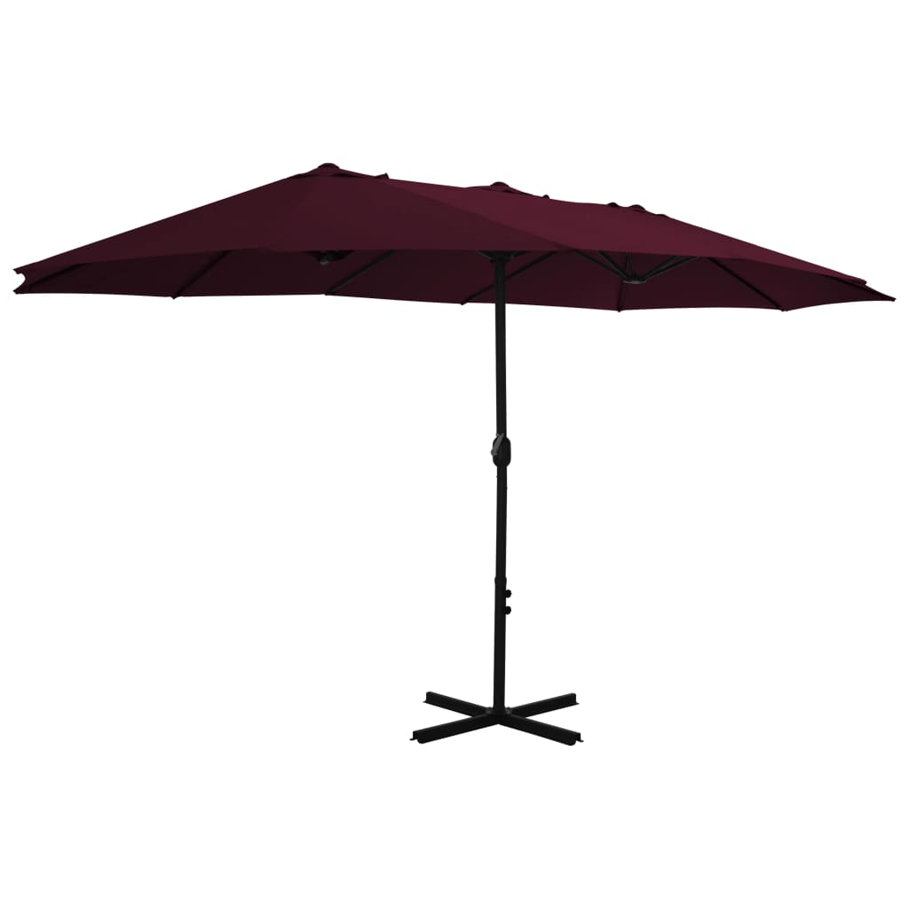 Parasol avec mât en aluminium 460 x 270 cm Rouge Bordeaux