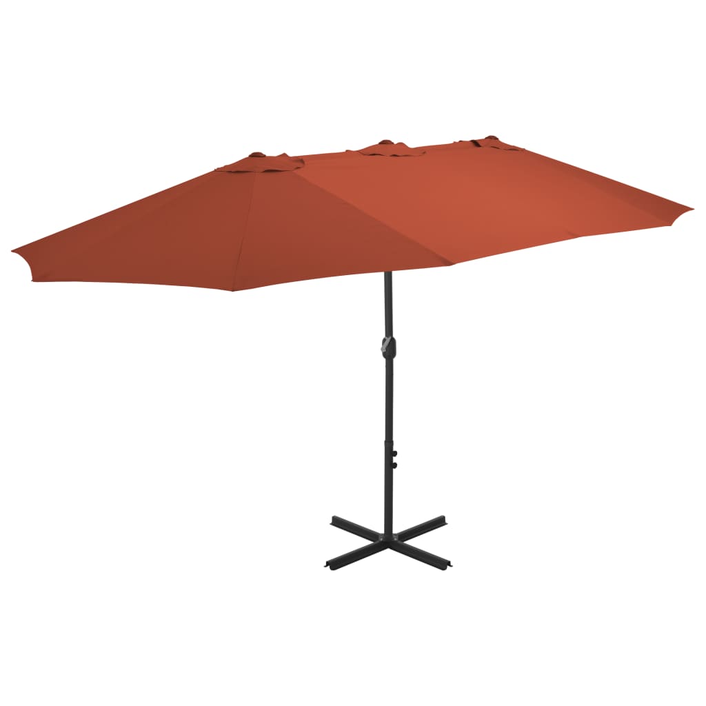 Parasol avec mât en aluminium 460x270 cm rouge terre cuite