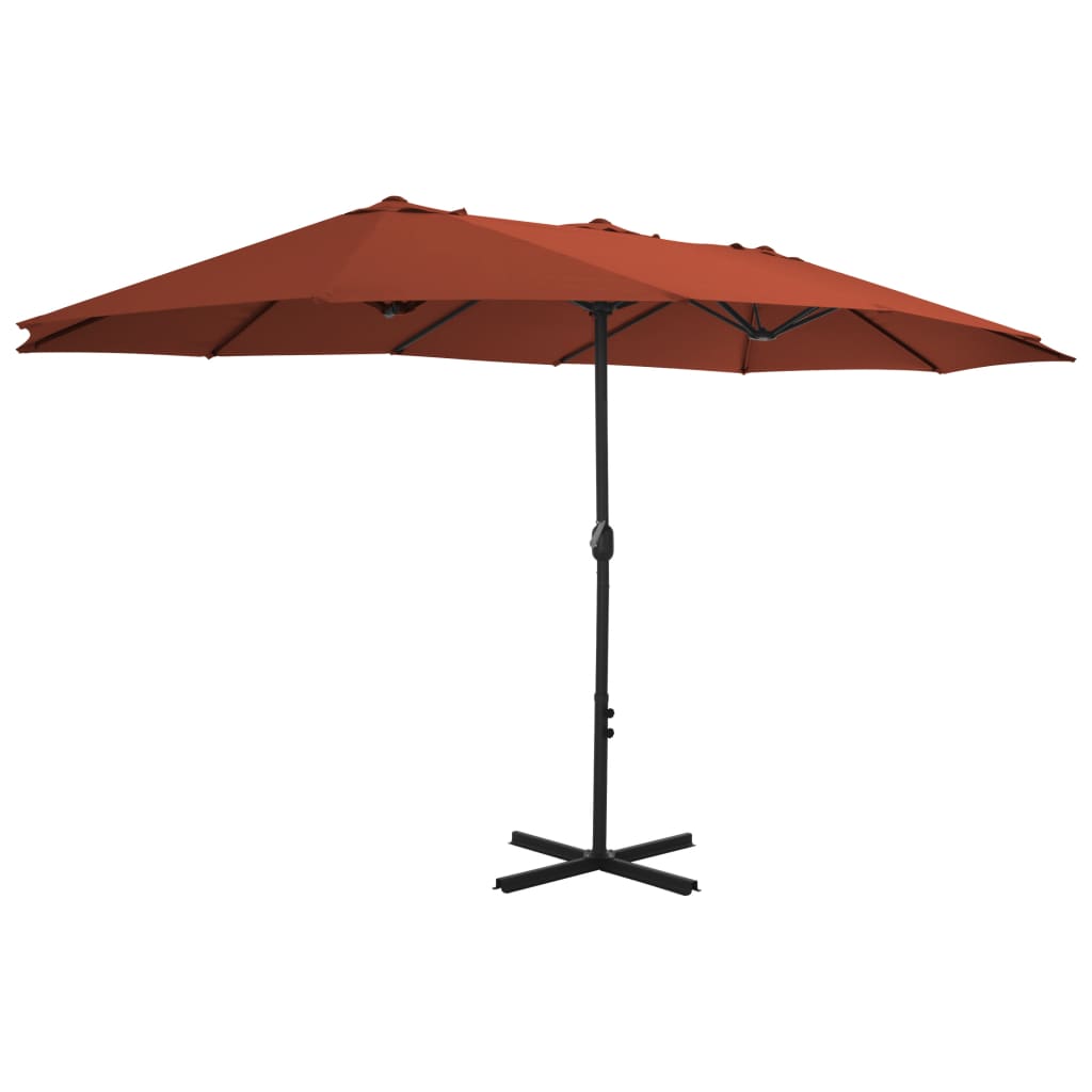 Parasol avec mât en aluminium 460x270 cm rouge terre cuite