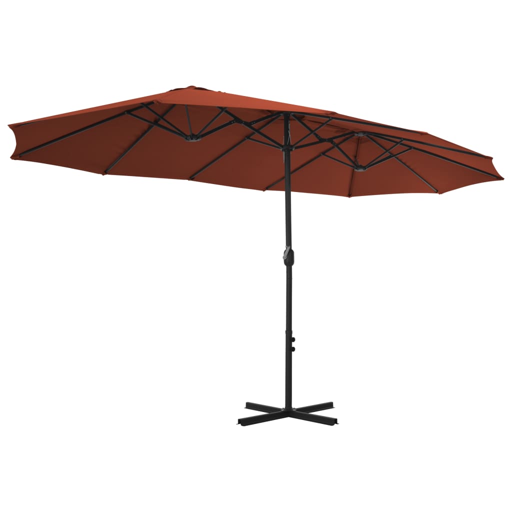 Parasol avec mât en aluminium 460x270 cm rouge terre cuite