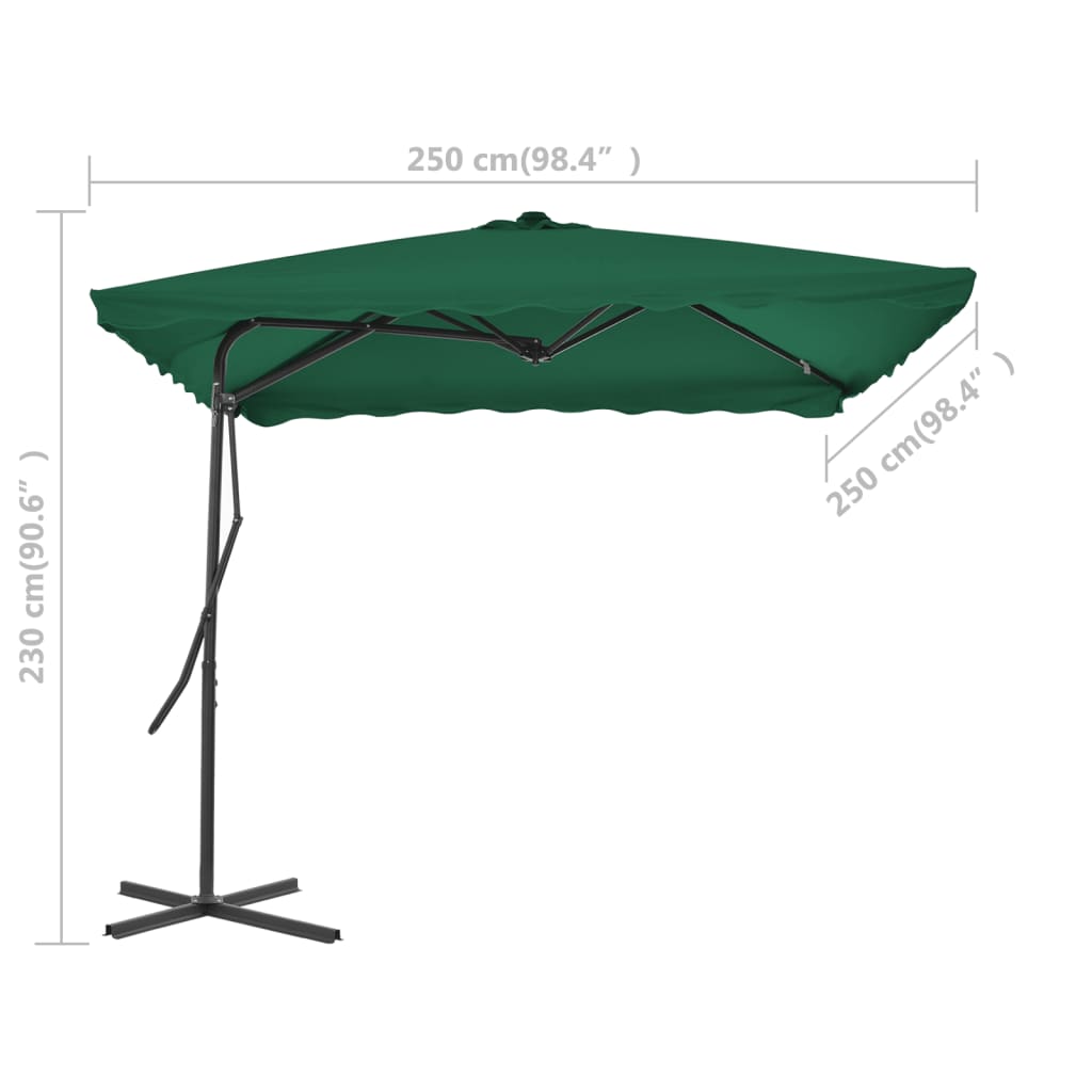 Parasol avec mât en acier 250×250 cm vert