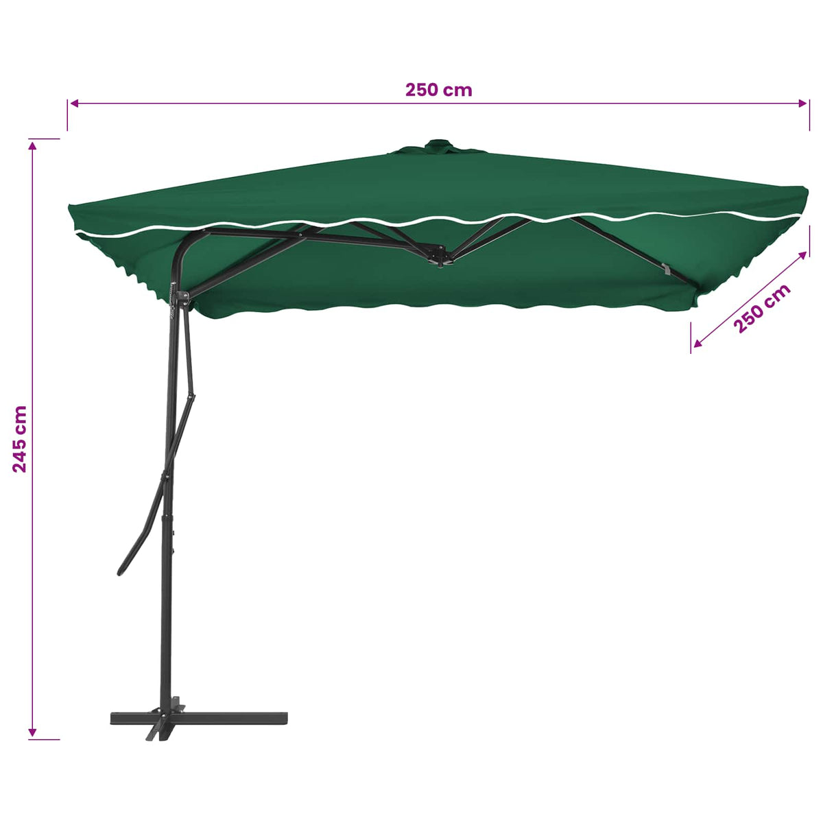 Sonnenschirm mit Stahl-Mast 250x250 cm Grün