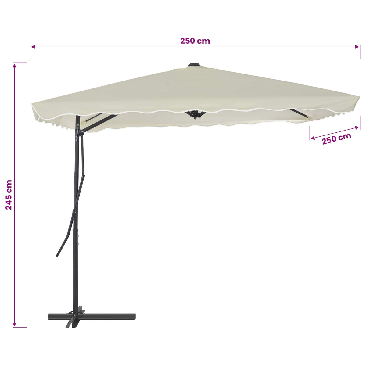 Sonnenschirm mit Stahl-Mast 250x250 cm Sandweiß