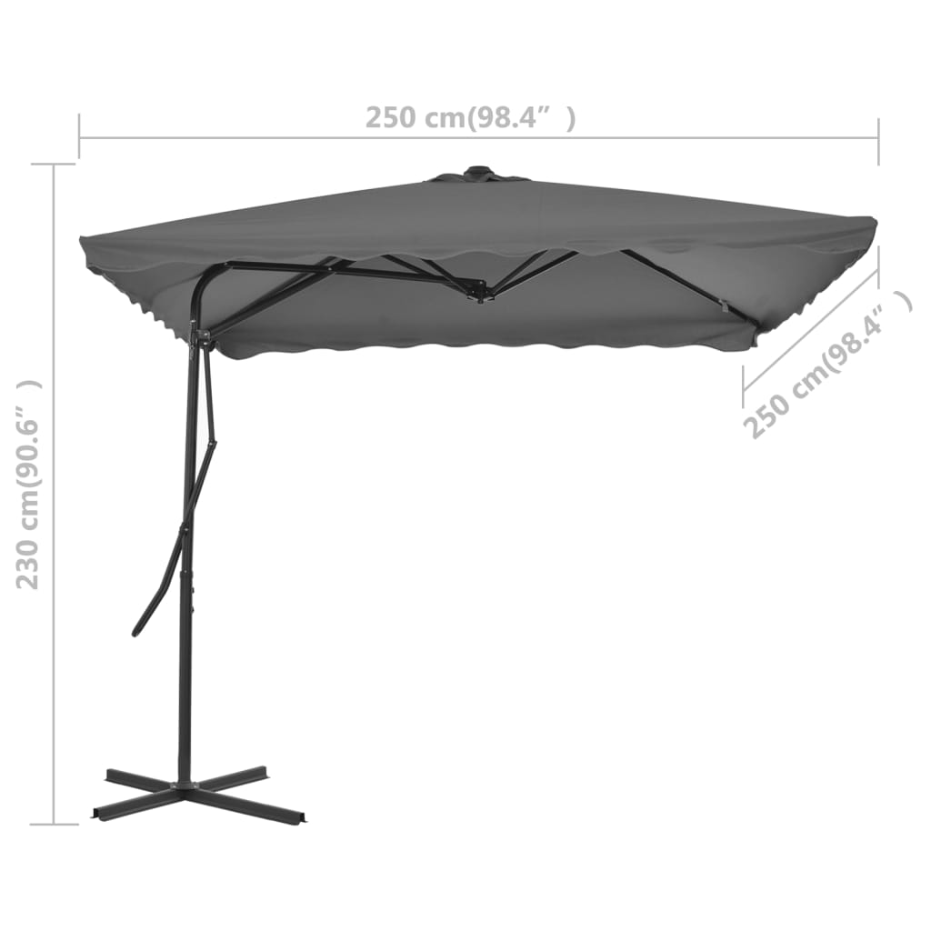 Parasol avec mât en acier 250×250 cm anthracite