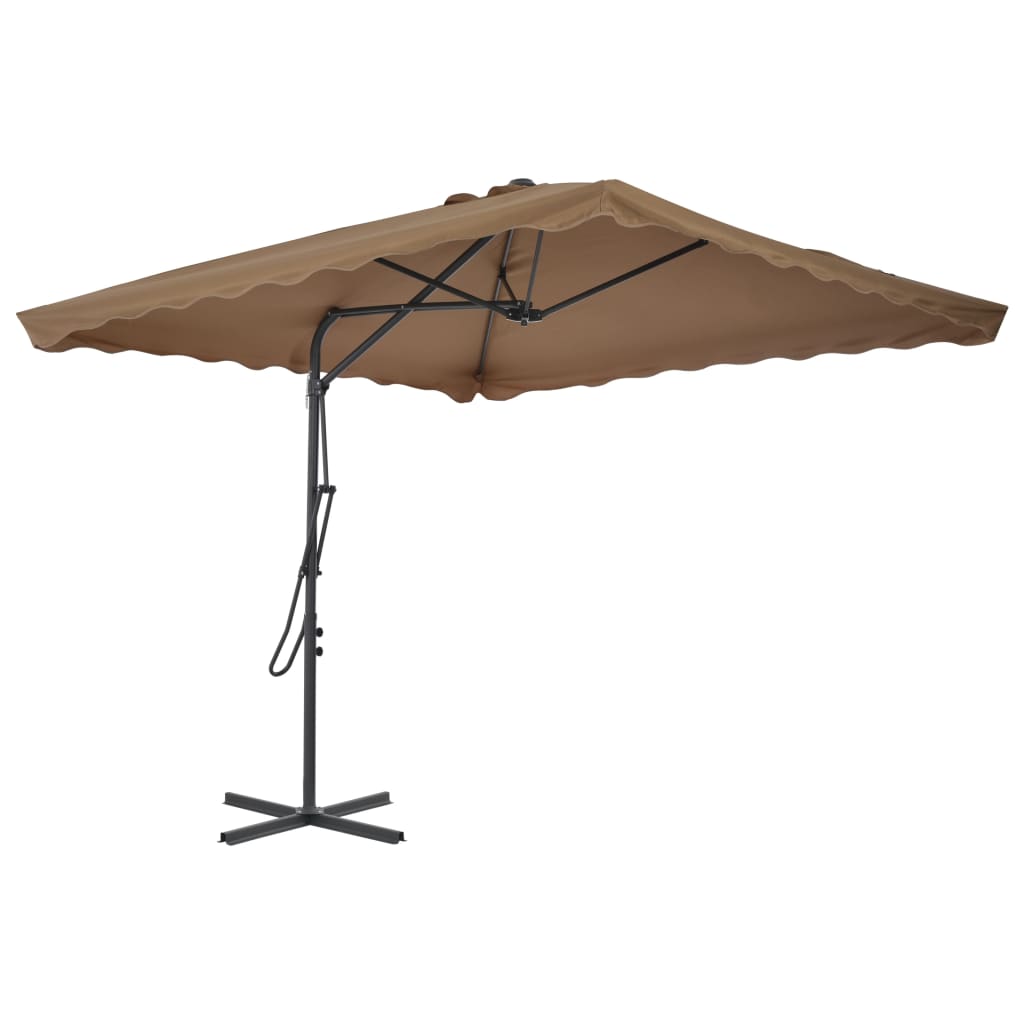 Parasol avec mât en acier 250 x 250 cm taupe