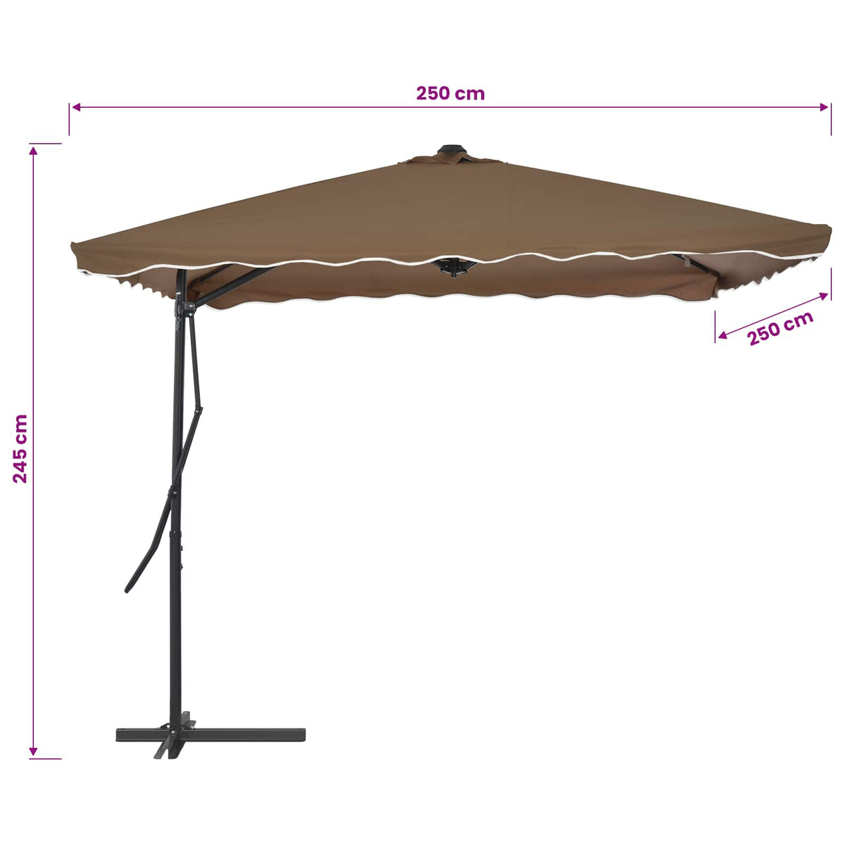 Sonnenschirm mit Stahl-Mast 250x250 cm Taupe