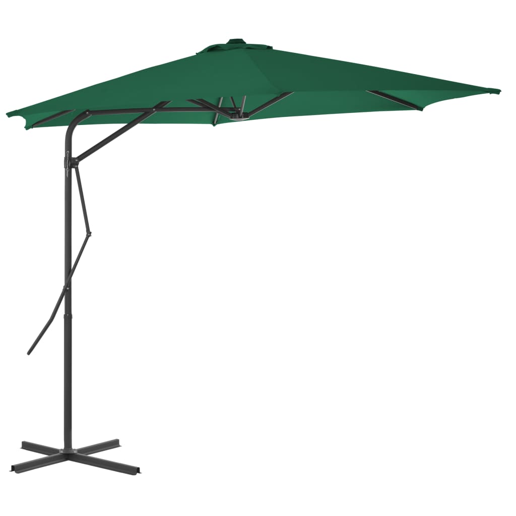 Parasol avec mât en acier 300 cm vert