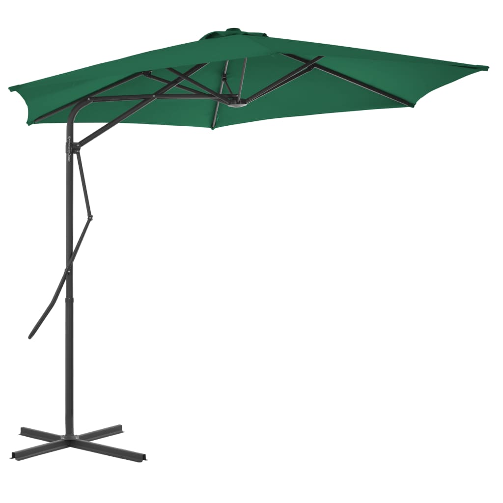 Parasol avec mât en acier 300 cm vert