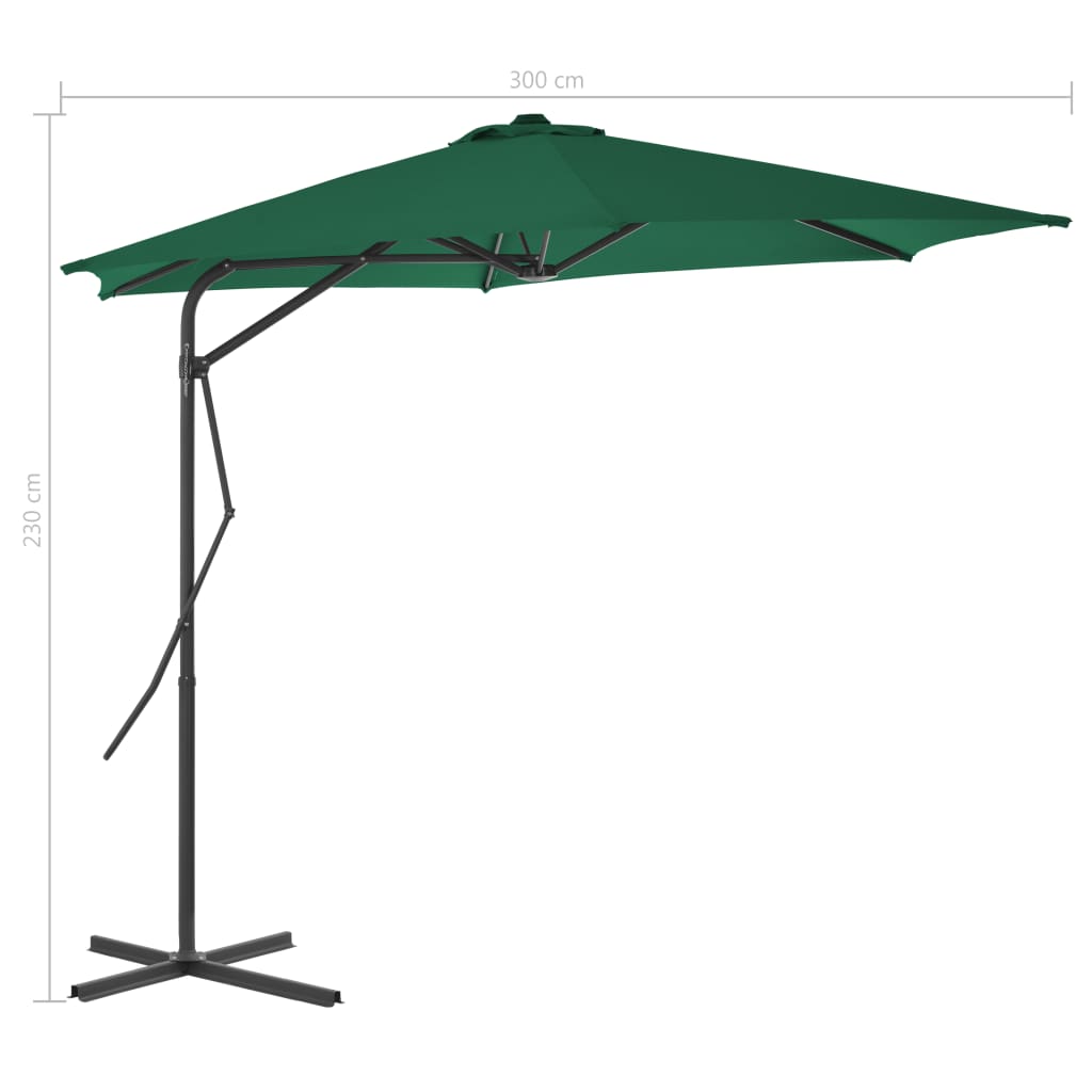 Parasol avec mât en acier 300 cm vert