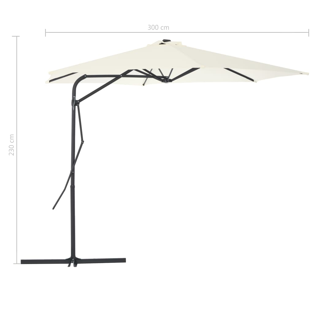 Parasol avec mât en acier 300 cm coloris sable