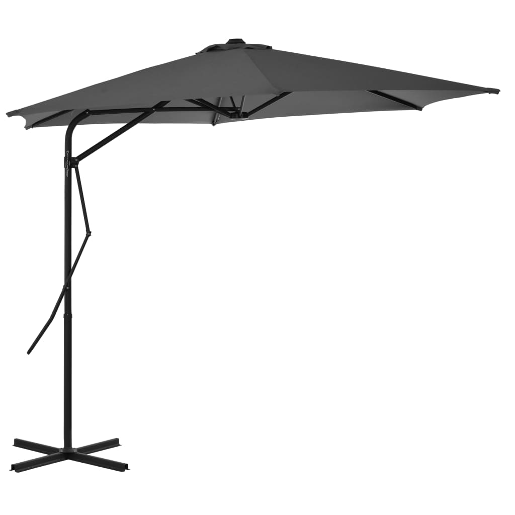 Parasol avec mât en acier 300 cm anthracite