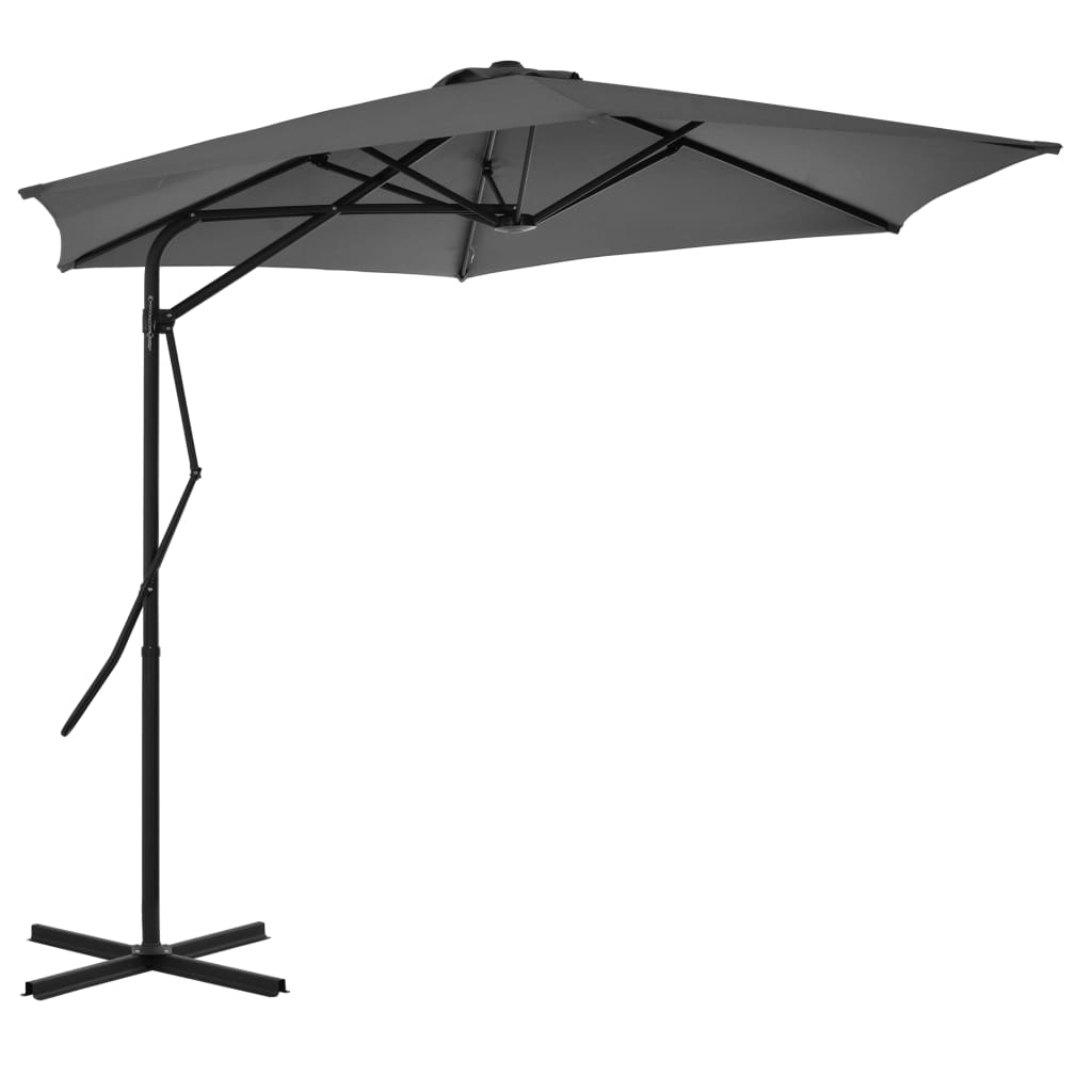 Parasol avec mât en acier 300 cm anthracite