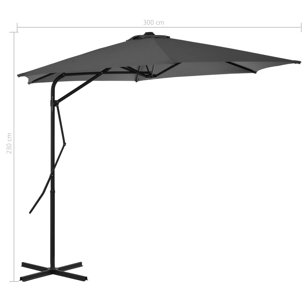 Parasol avec mât en acier 300 cm anthracite