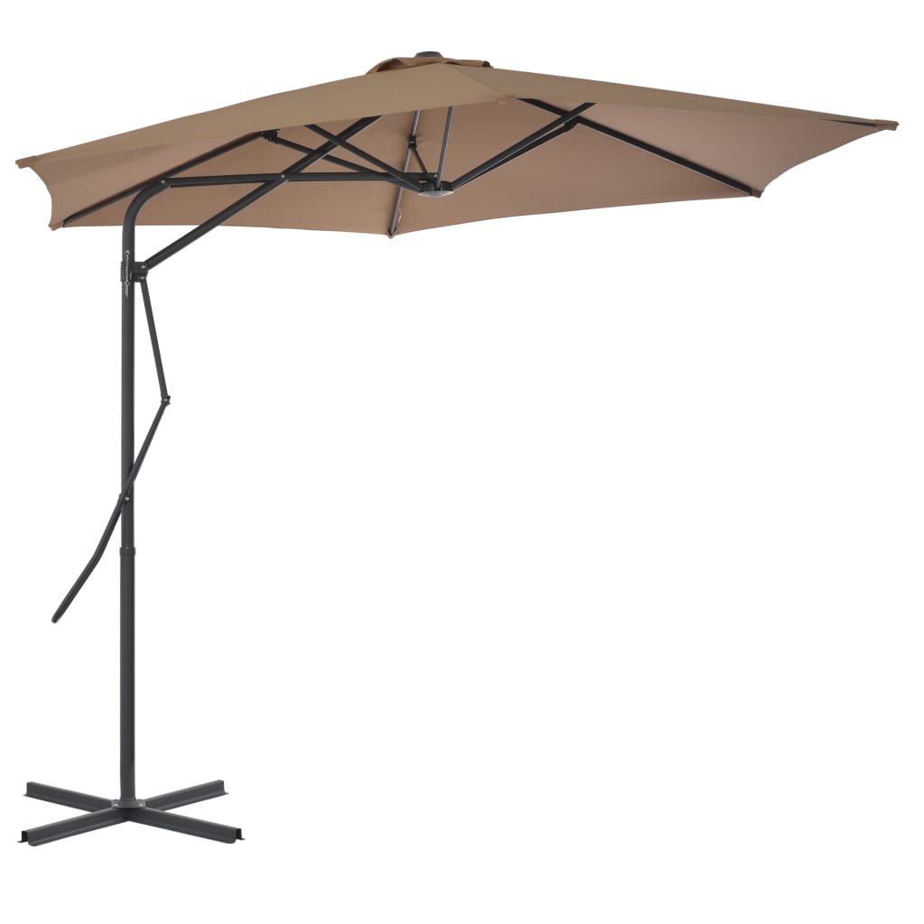 Parasol avec mât en acier 300 cm taupe