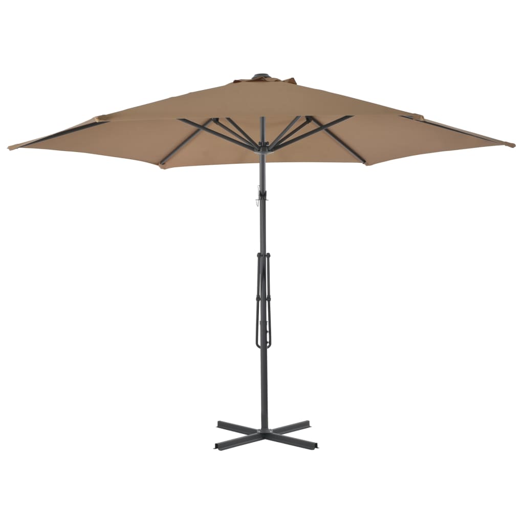 Parasol avec mât en acier 300 cm taupe