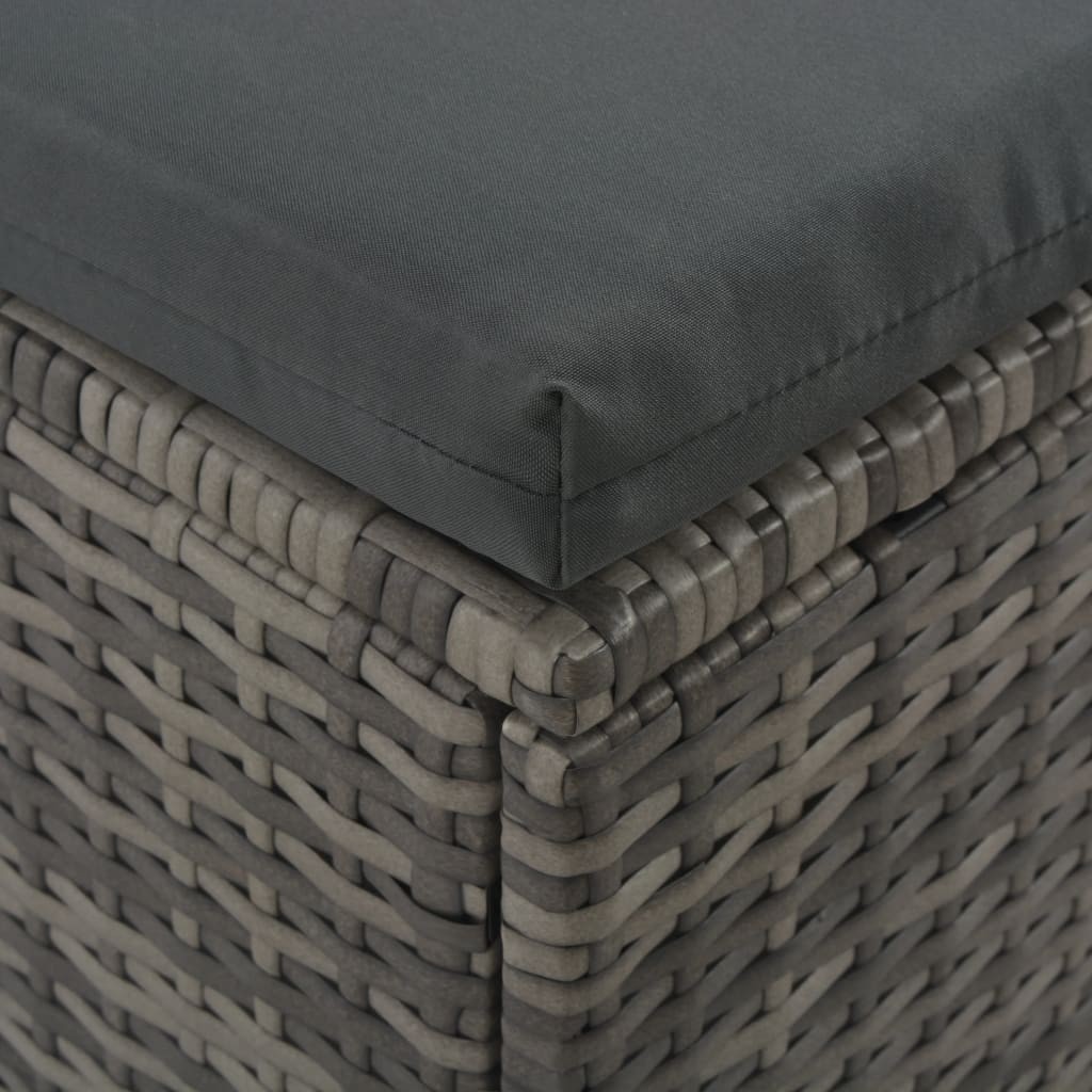 2-Personen-Sonnenliege mit Sonnendach Poly Rattan Grau