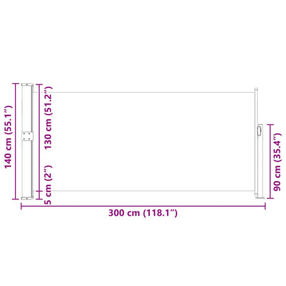 Ausziehbare Seitenmarkise 140x300 cm Braun