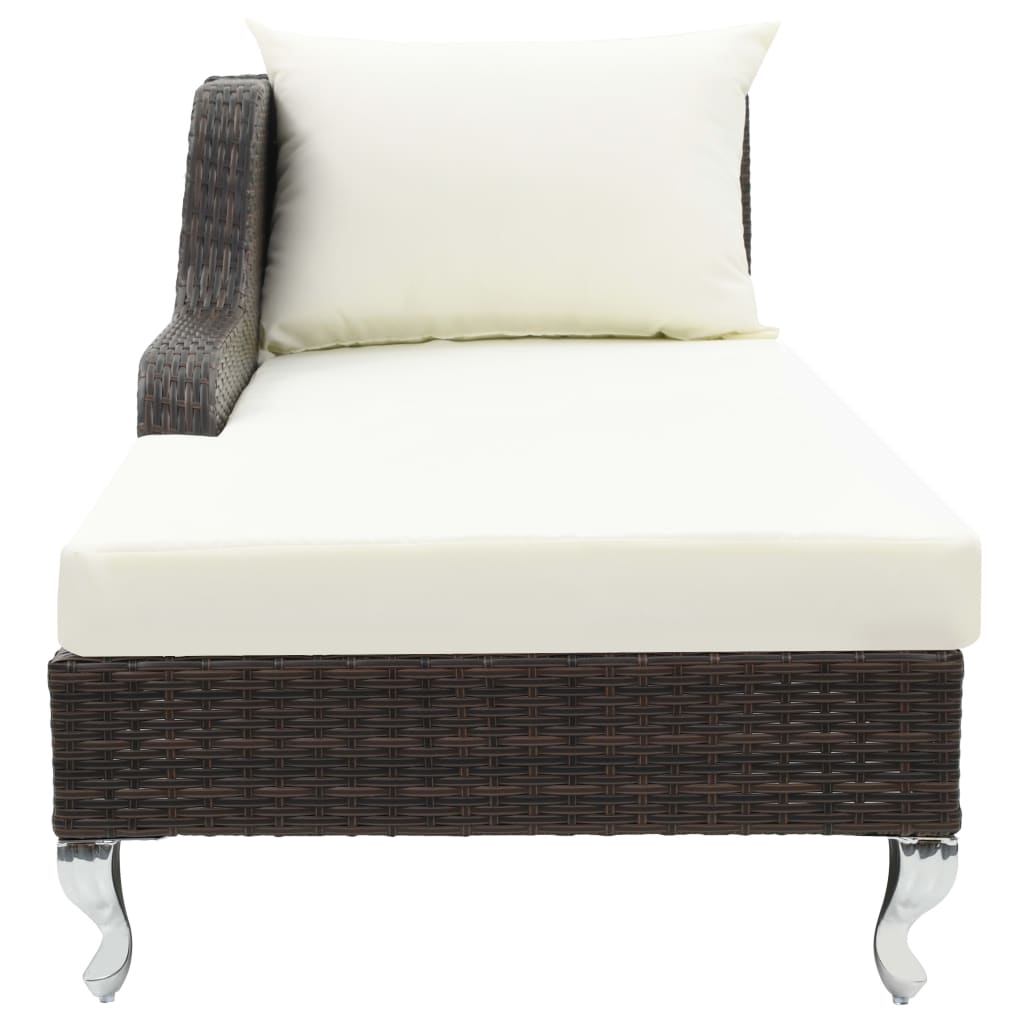 Sonnenliege mit Auflage Poly Rattan Braun
