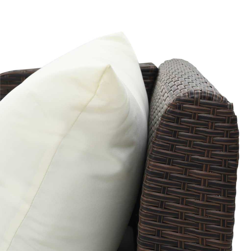 Sonnenliege mit Auflage Poly Rattan Braun