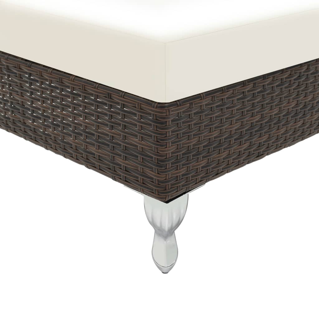 Sonnenliege mit Auflage Poly Rattan Braun