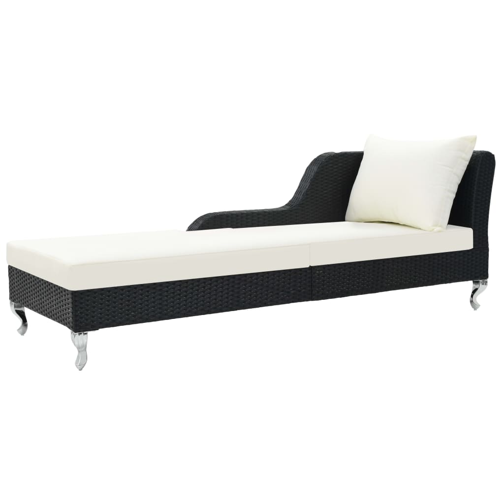 Bain de soleil avec coussin poly rotin noir