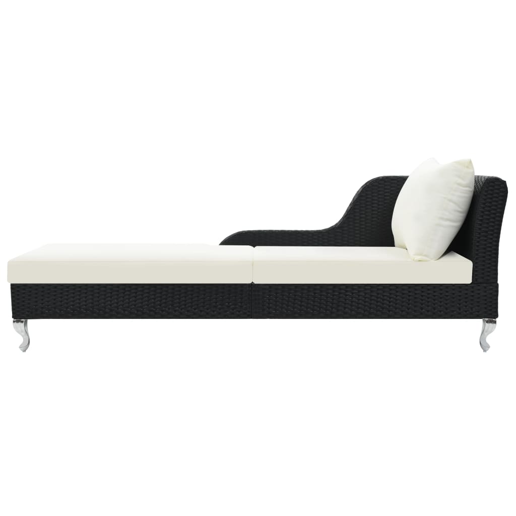 Bain de soleil avec coussin poly rotin noir