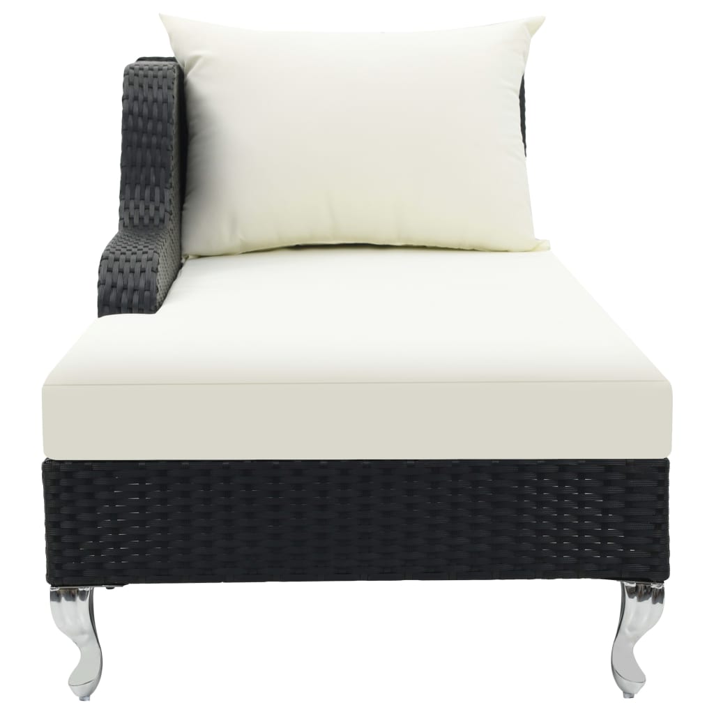 Bain de soleil avec coussin poly rotin noir