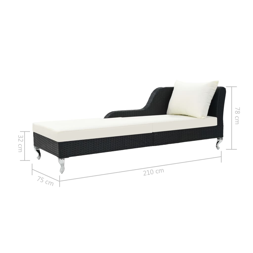 Bain de soleil avec coussin poly rotin noir