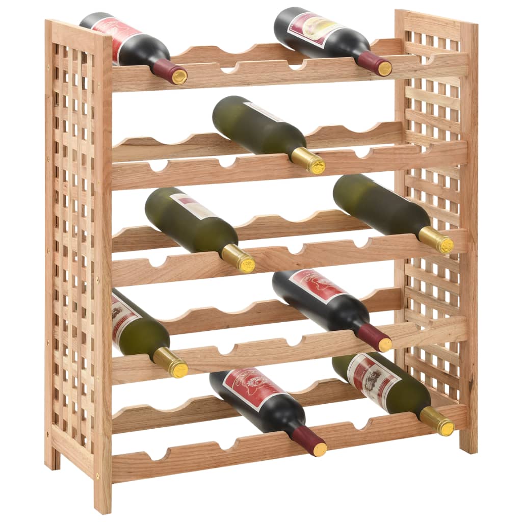 Casier à vin pour 25 bouteilles en bois de noyer massif, 63 x 25 x 73 cm