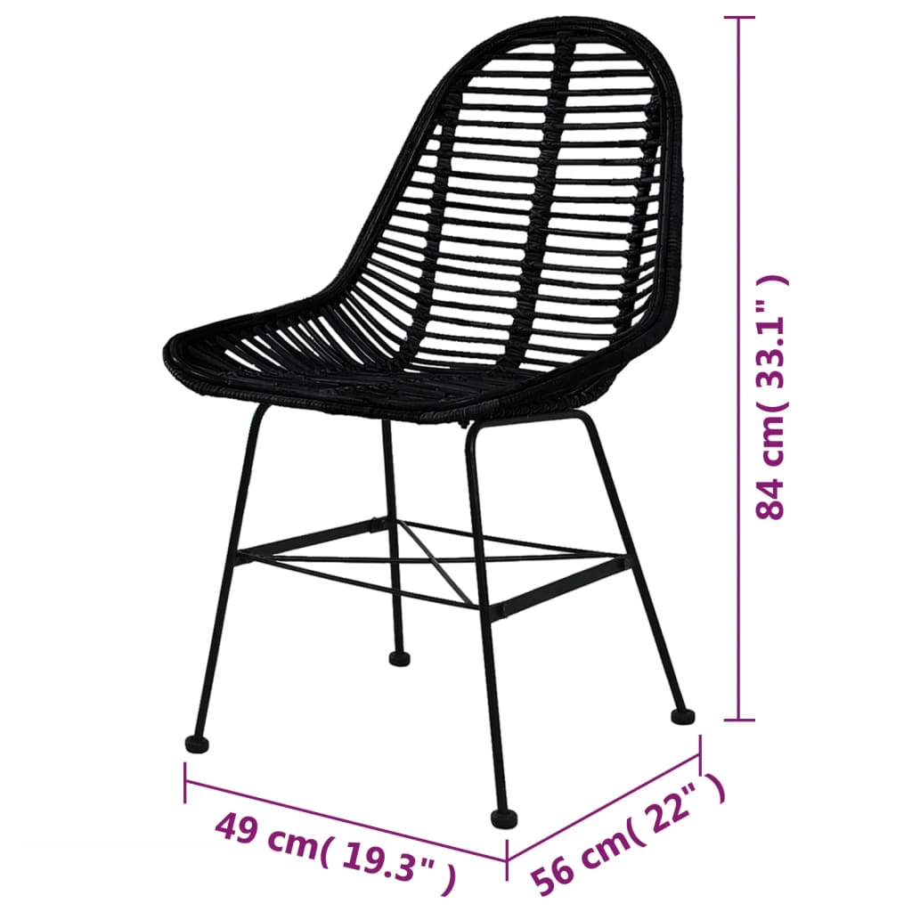 Esszimmerstühle 6 Stk. Schwarz Natur Rattan