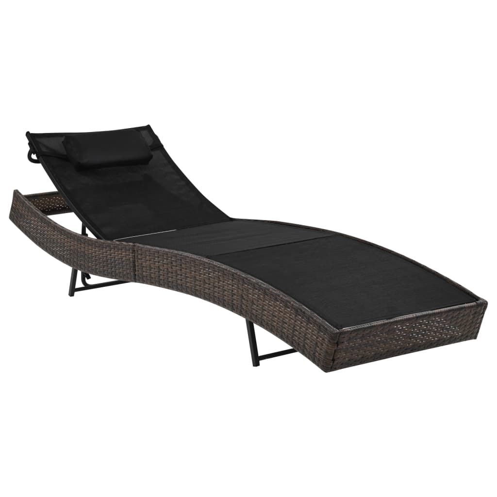 Bain de soleil avec coussin poly rotin marron