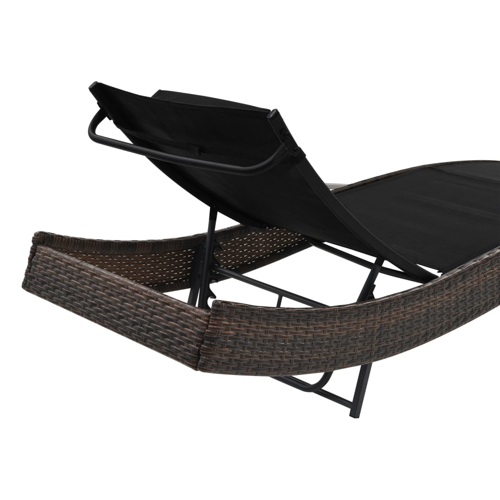 Bain de soleil avec coussin poly rotin marron