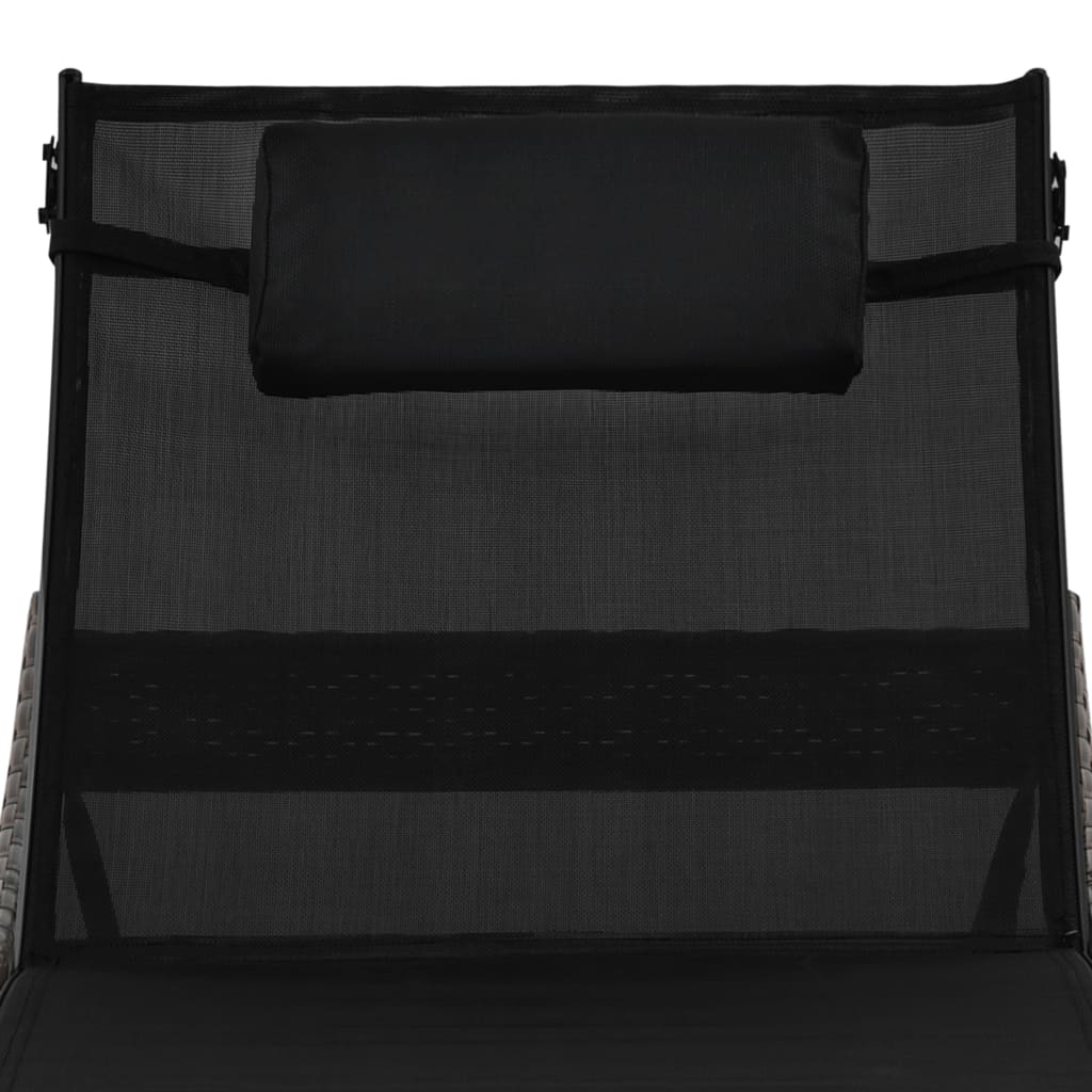 Bain de soleil avec coussin poly rotin marron