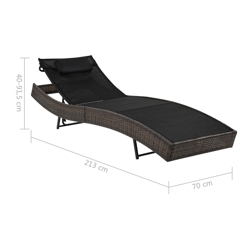 Bain de soleil avec coussin poly rotin marron