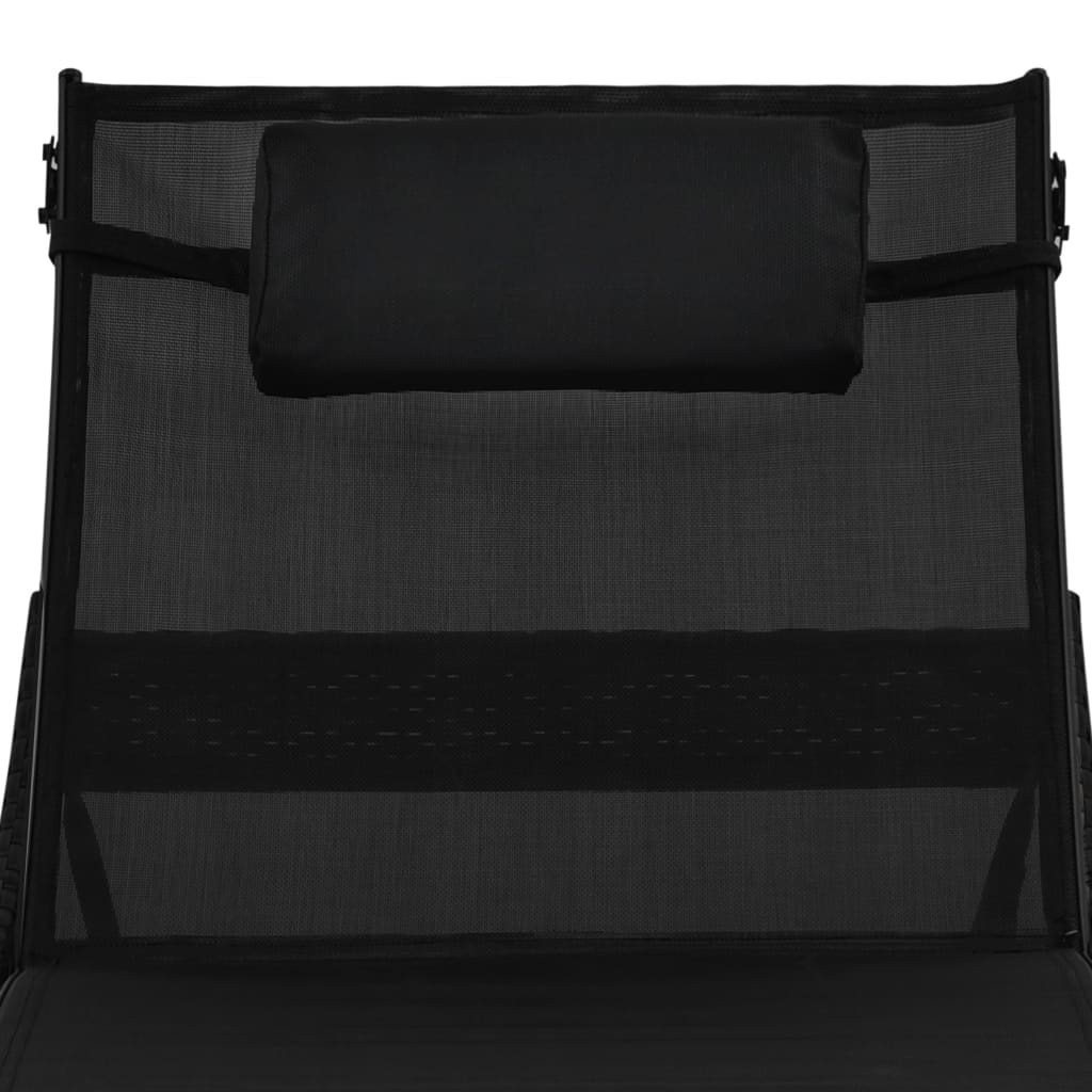 Bain de soleil avec coussin poly rotin noir