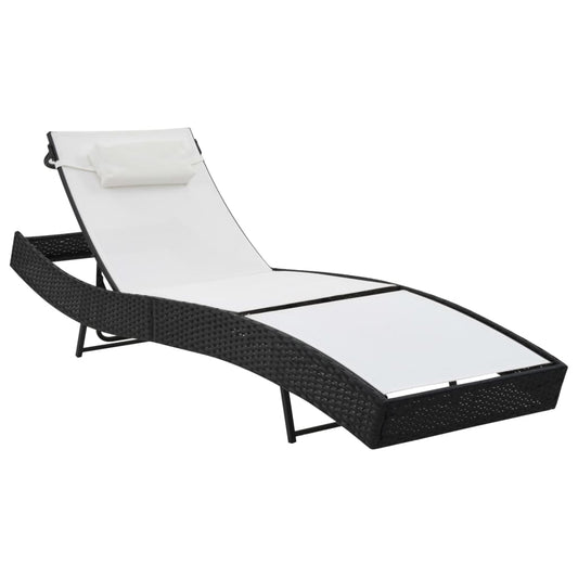 Bain de soleil avec coussin poly rotin noir