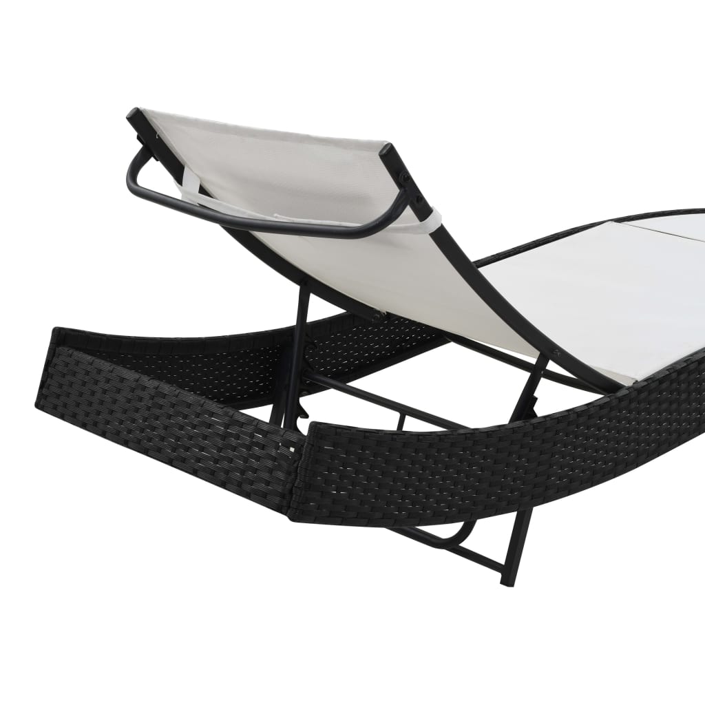 Bain de soleil avec coussin poly rotin noir