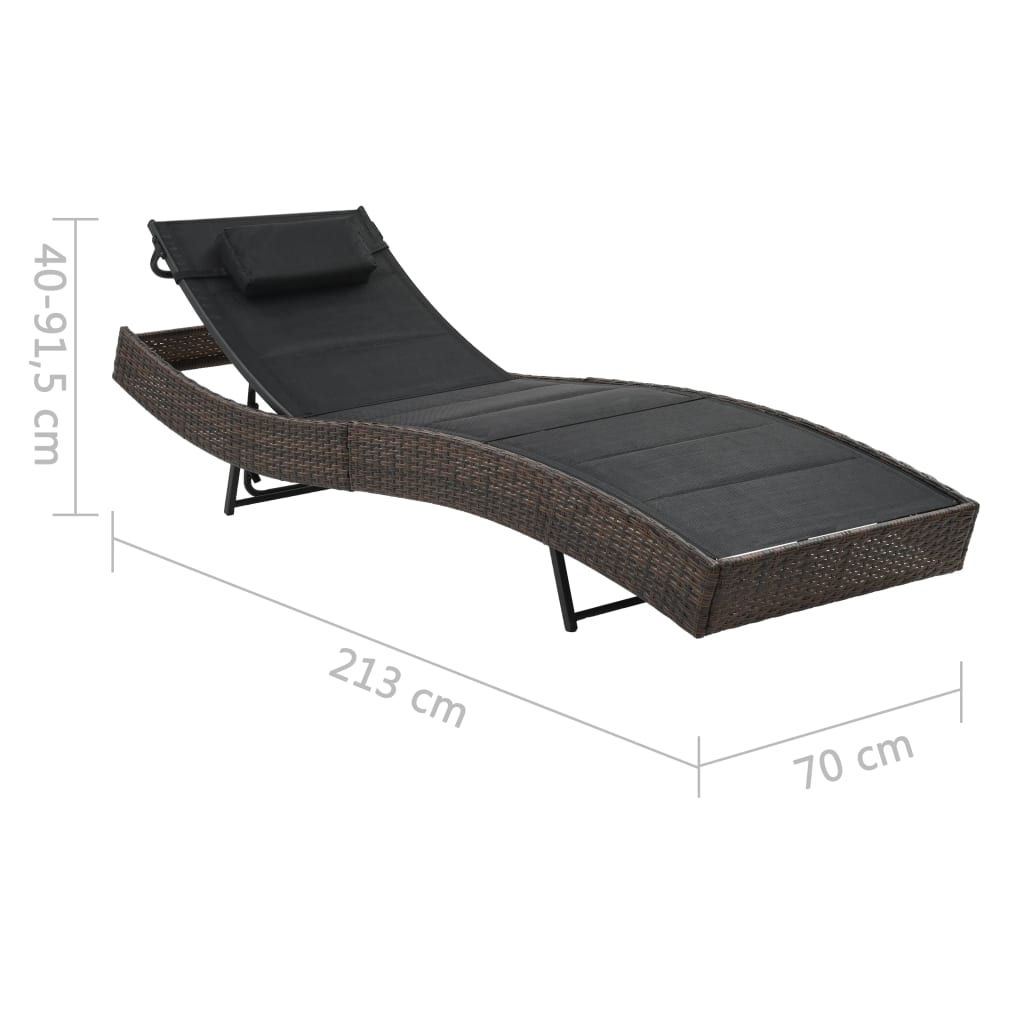 Bain de soleil poly rotin et textilène marron