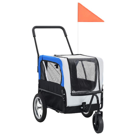 2-in-1 Fahrradanhänger für Hunde und Buggy Grau and Blau
