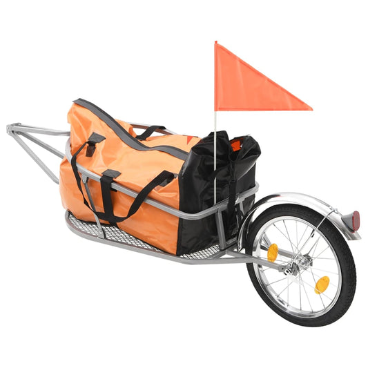 Remorque vélo bagage avec sac orange et noir