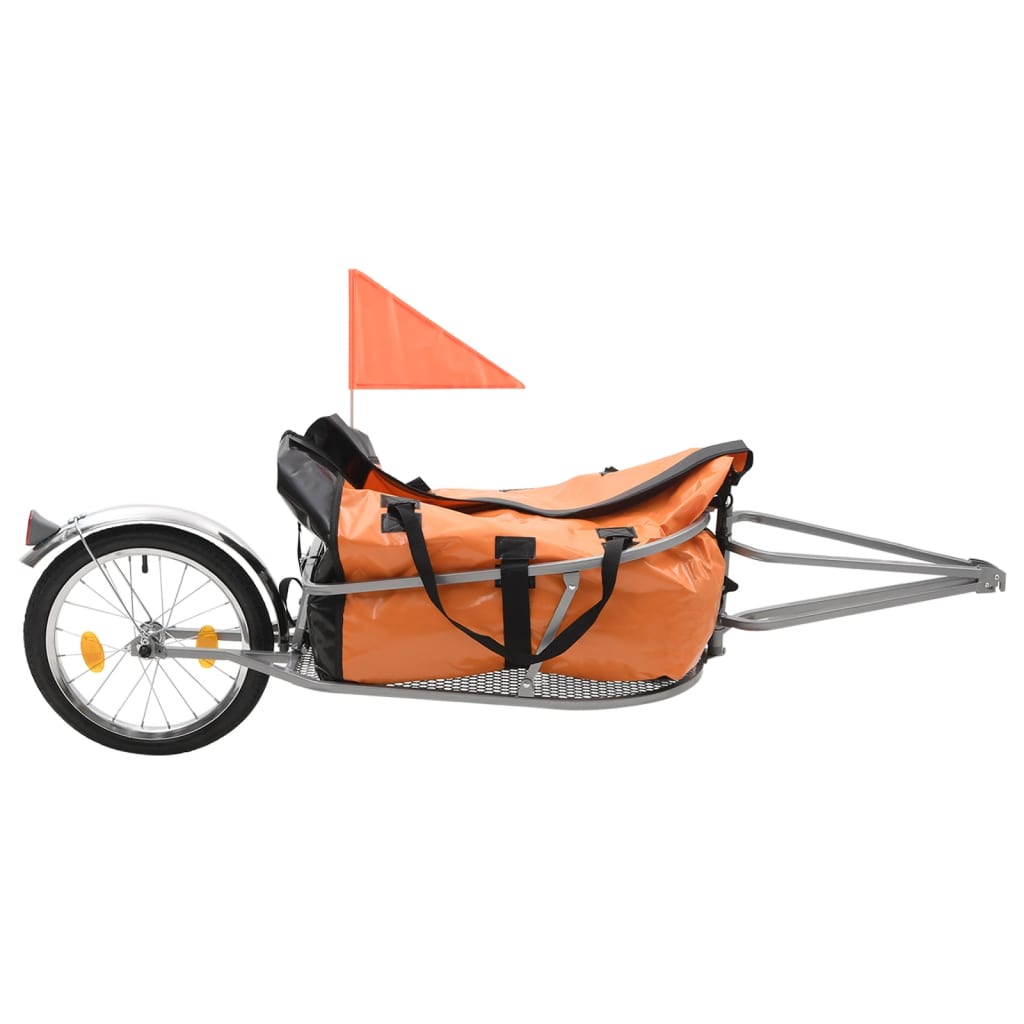 Remorque vélo bagage avec sac orange et noir