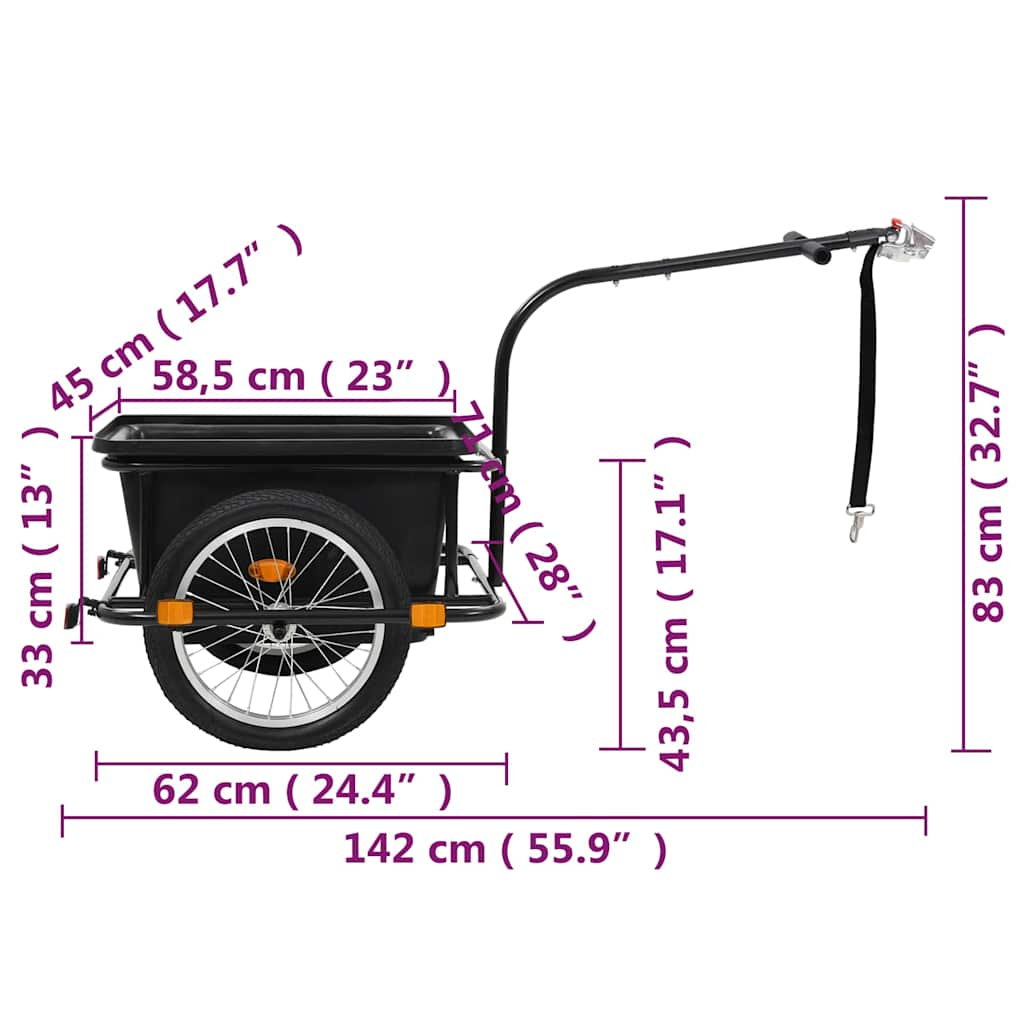 Fahrradanhänger Schwarz 50 L