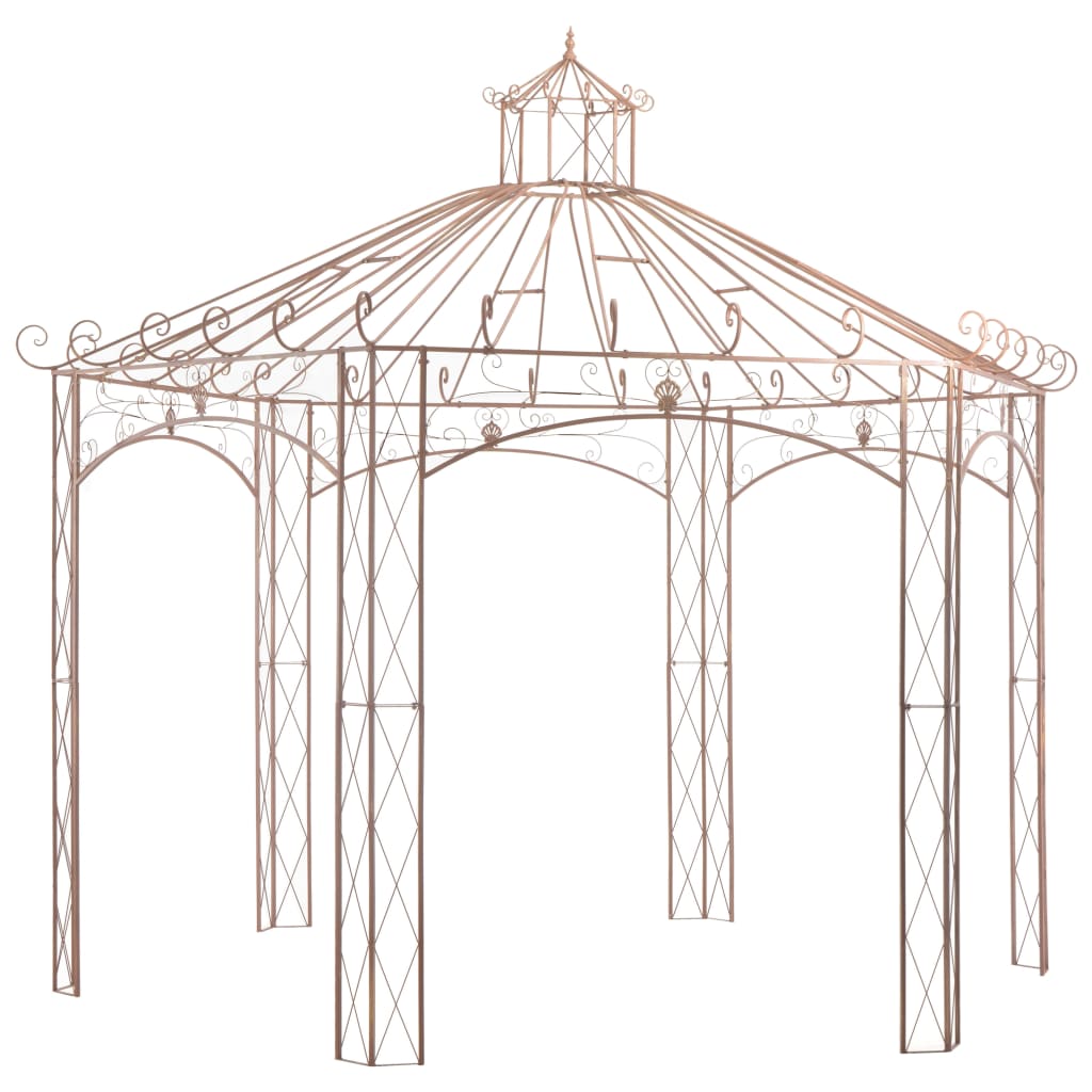 Pavillon de jardin marron antique 4 m en fer