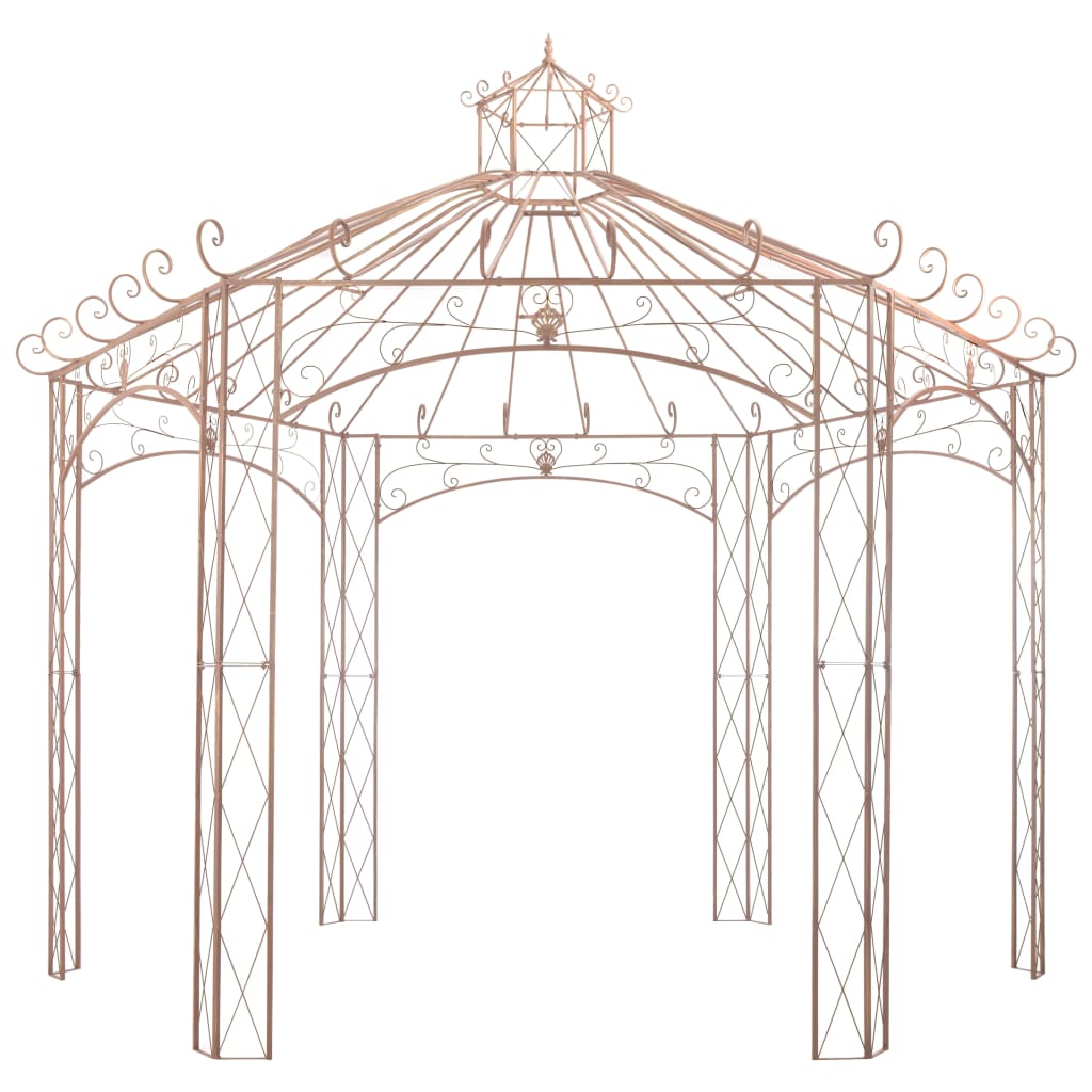 Pavillon de jardin marron antique 4 m en fer