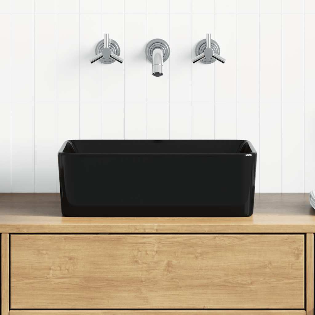 Waschbecken 40 x 30 x 13 cm Keramik Schwarz