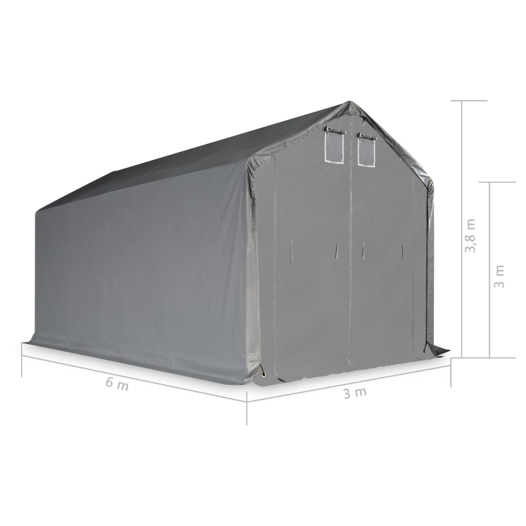 Lagerzelt Stoff PVC 3x6 m Grau