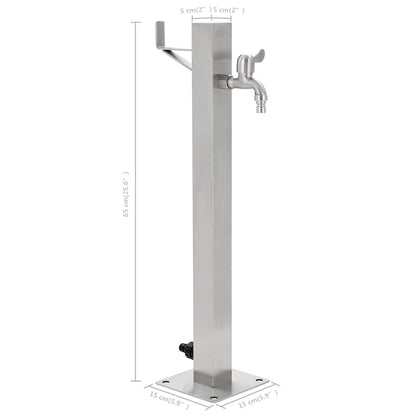 Garten-Wassersäule Edelstahl Quadratisch 65 cm