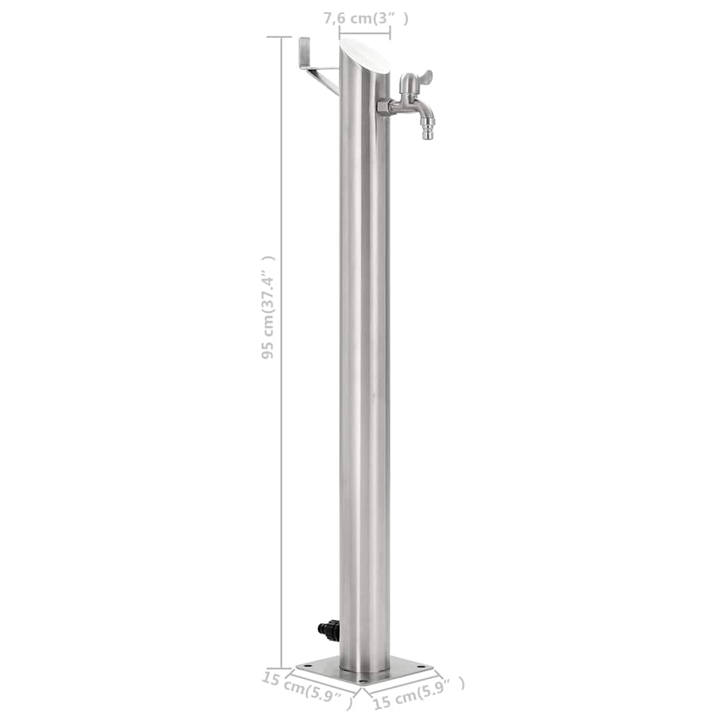 Garten-Wassersäule Edelstahl Rund 95 cm