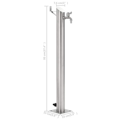 Garten-Wassersäule Edelstahl Rund 95 cm